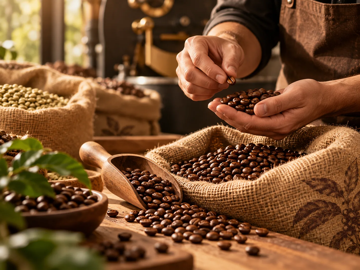 Selecție atentă de boabe de cafea într-o prăjitorie artizanală